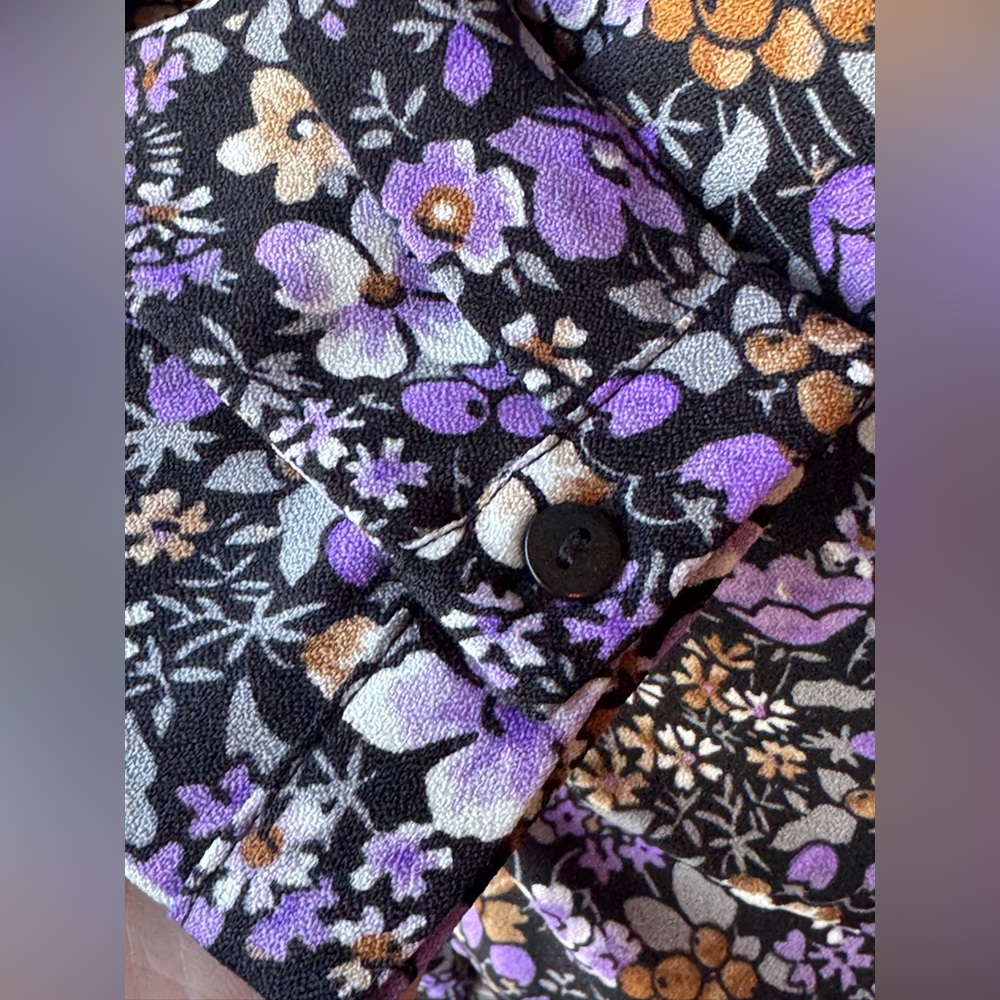 Vero Moda v-neck long sleeve black and purple floral ruched dress nwt small - Picture 7 of 10